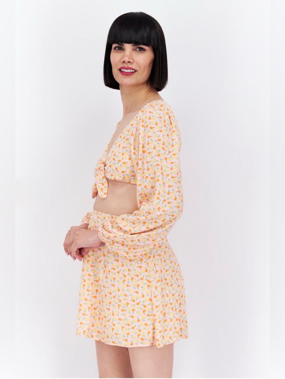 Dippin' Daisy's Peach Mini Dress with Orange & lemon Print size large new